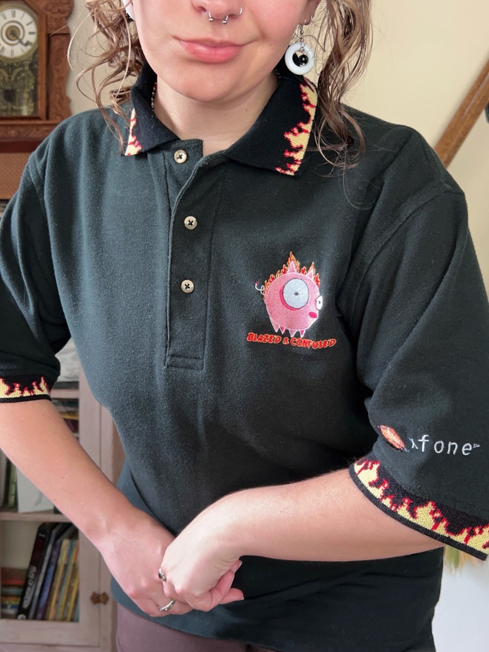 Blazed & Confused Black Flame Polo Shirt